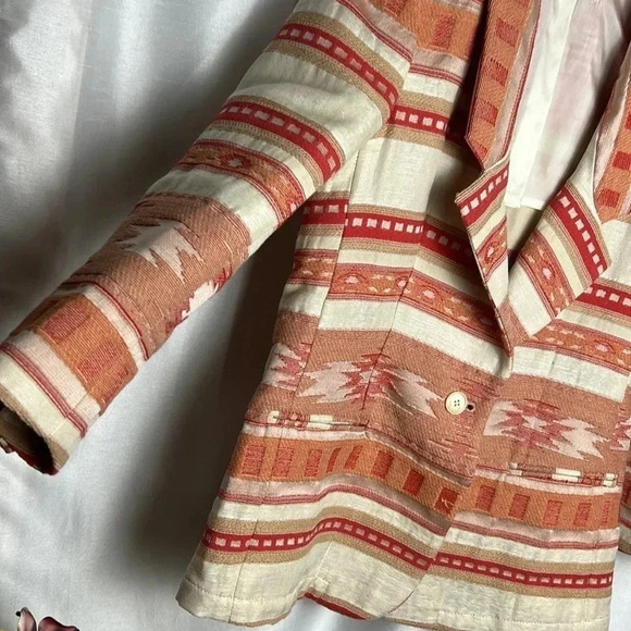 Made in Italy, (+) people.Blazer women medium.Linen,cotton,embroidered,Aztec,EC - Picture 7 of 16